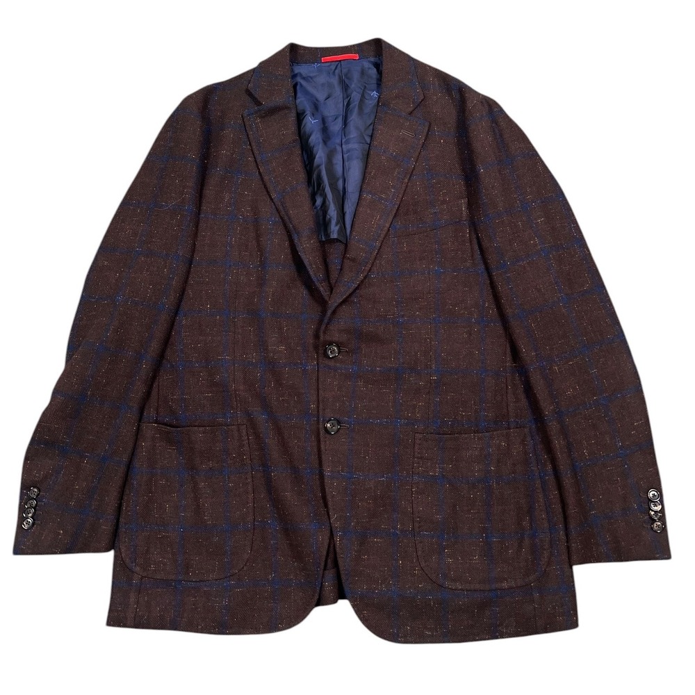 Isaia Napoli Sports Coat Mens 56 IT 44 US Brown 100% Cashmere Fleck  Windowpane